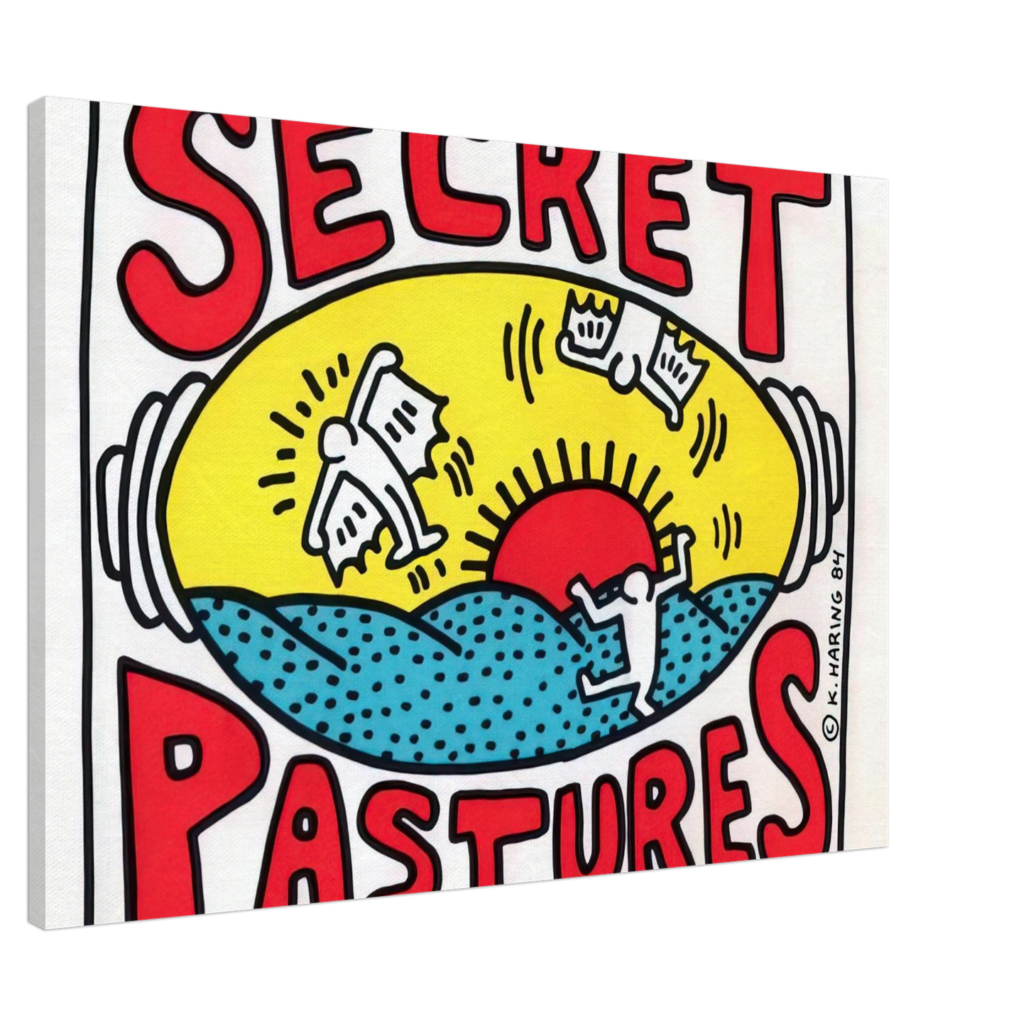 Keith Haring - PROMOTIONAL POSTER FOR SECRET PASTURES 1984 Canvas - 20x30 cm / 8x12 inches-canvas
