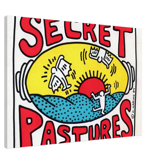 Keith Haring - PROMOTIONAL POSTER FOR SECRET PASTURES 1984 Canvas - 20x30 cm / 8x12 inches-canvas