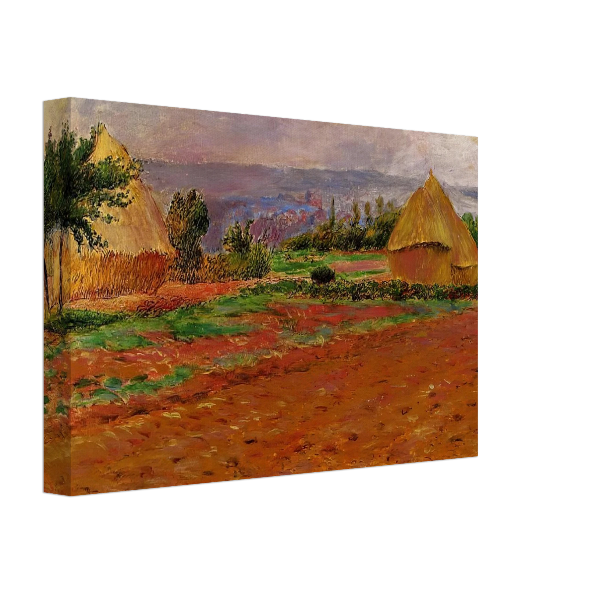 Pierre-Auguste Renoir - Field and Haystacks Canvas - 70x100 cm / 28x40 inches-canvas