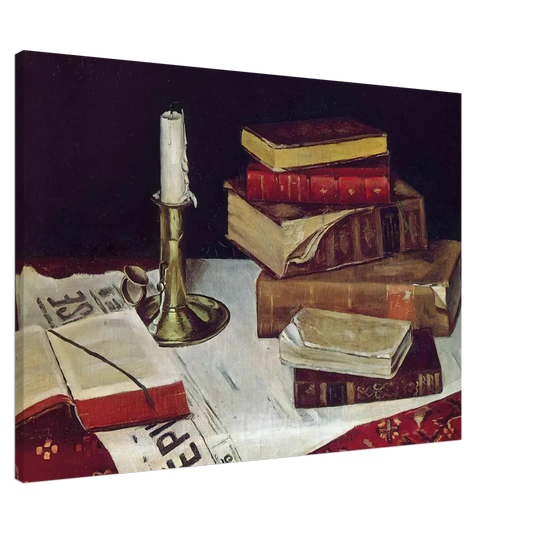 Henri Matisse - STILL LIFE WITH BOOKS AND CANDLE 1890 Canvas - 20x30 cm / 8x12 inches-canvas