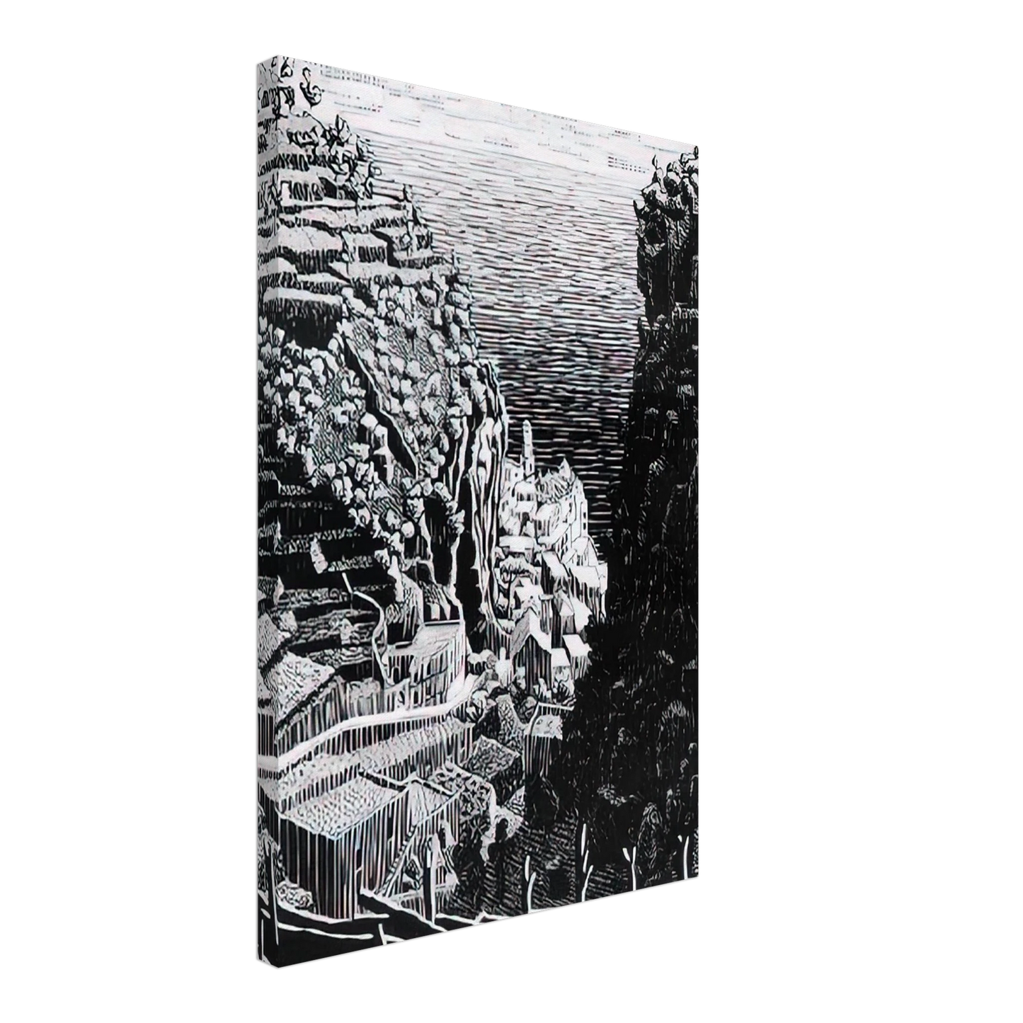 MC Escher - ATRANI COAST OF AMALFI 1 Canvas - 40x60 cm / 16x24 inches-canvas