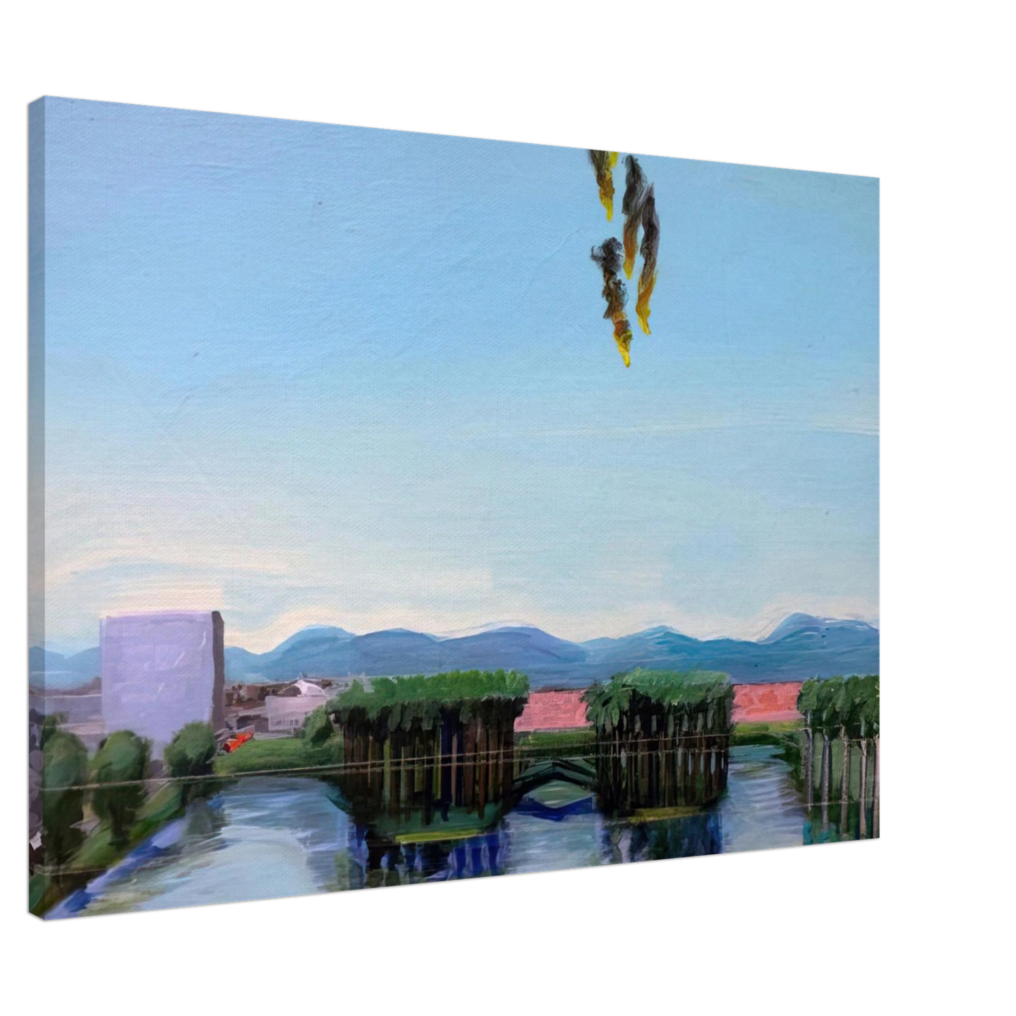 Carlos Almaraz - Echo Park Falling Angels - 1974 Canvas - 20x30 cm / 8x12 inches-canvas