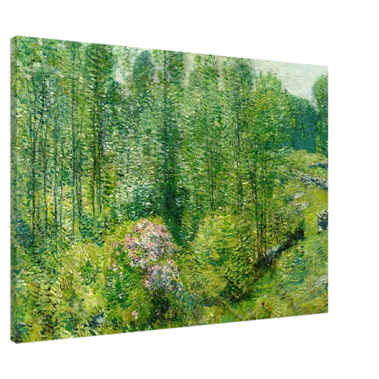 Childe Hassam - Spring Landscape with a Farmer and White Horse Canvas - 20x30 cm / 8x12 inches-canvas