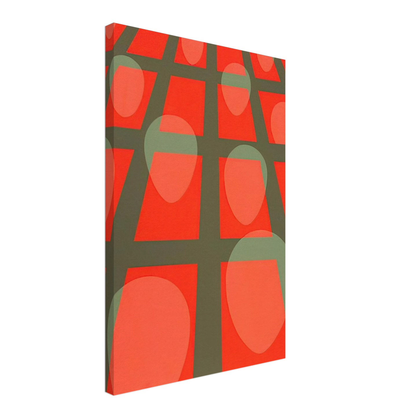 Clarence Holbrook Carter - Untitled - Faces in a Grid Red - 1971 Canvas - 70x100 cm / 28x40 inches-canvas