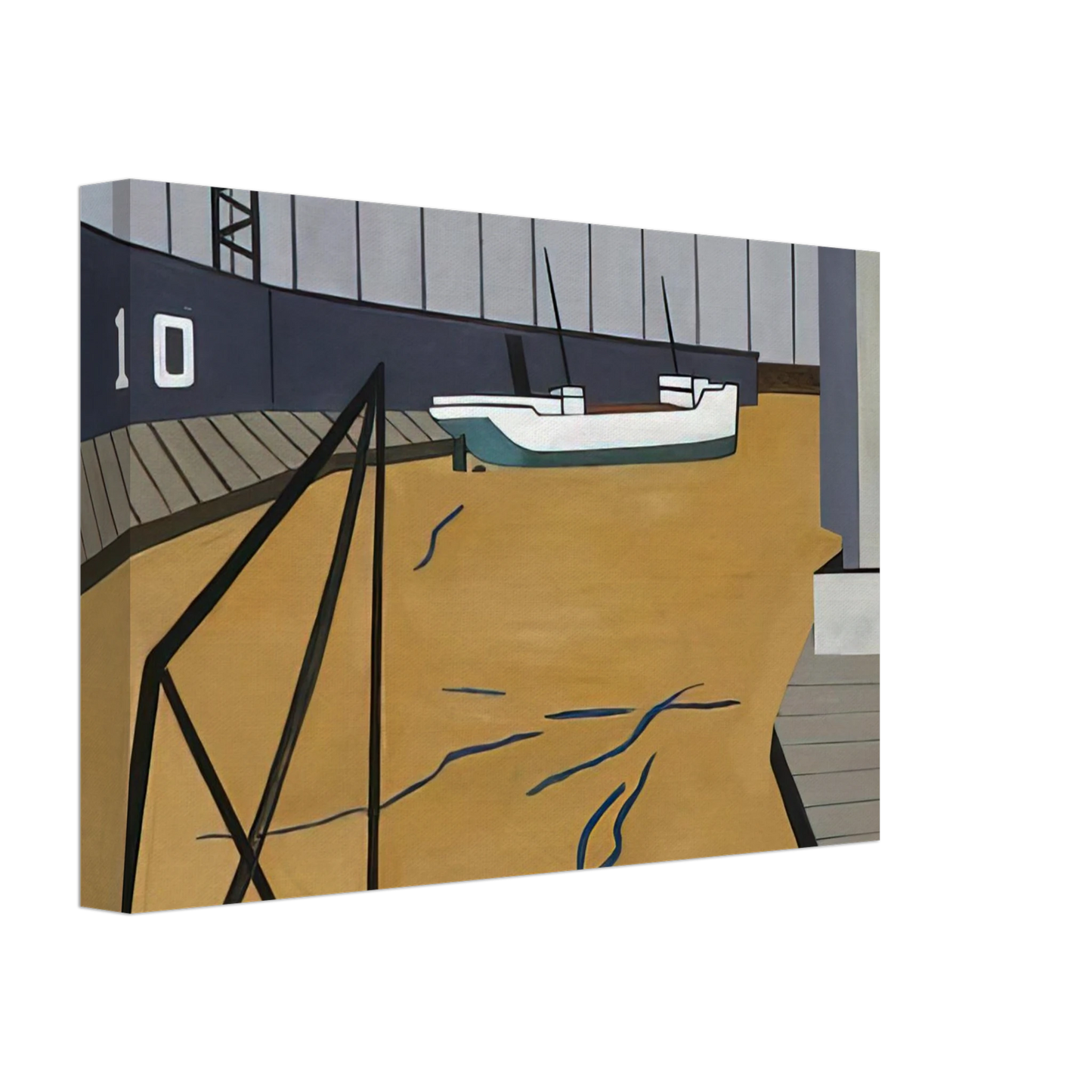 Ralston Crawford - Boat and Grain Elevators - 1942 Canvas - 70x100 cm / 28x40 inches-canvas