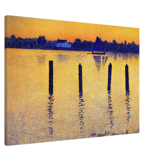 Theo van Rysselberghe - SAILBOATS ON THE RIVER SCHELDT 1892 Canvas - 20x30 cm / 8x12 inches-canvas