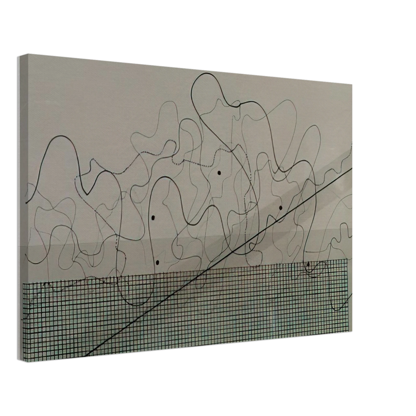 John Cage - Fontana Mix Dark Grey - 1981 Canvas - 70x100 cm / 28x40 inches-canvas