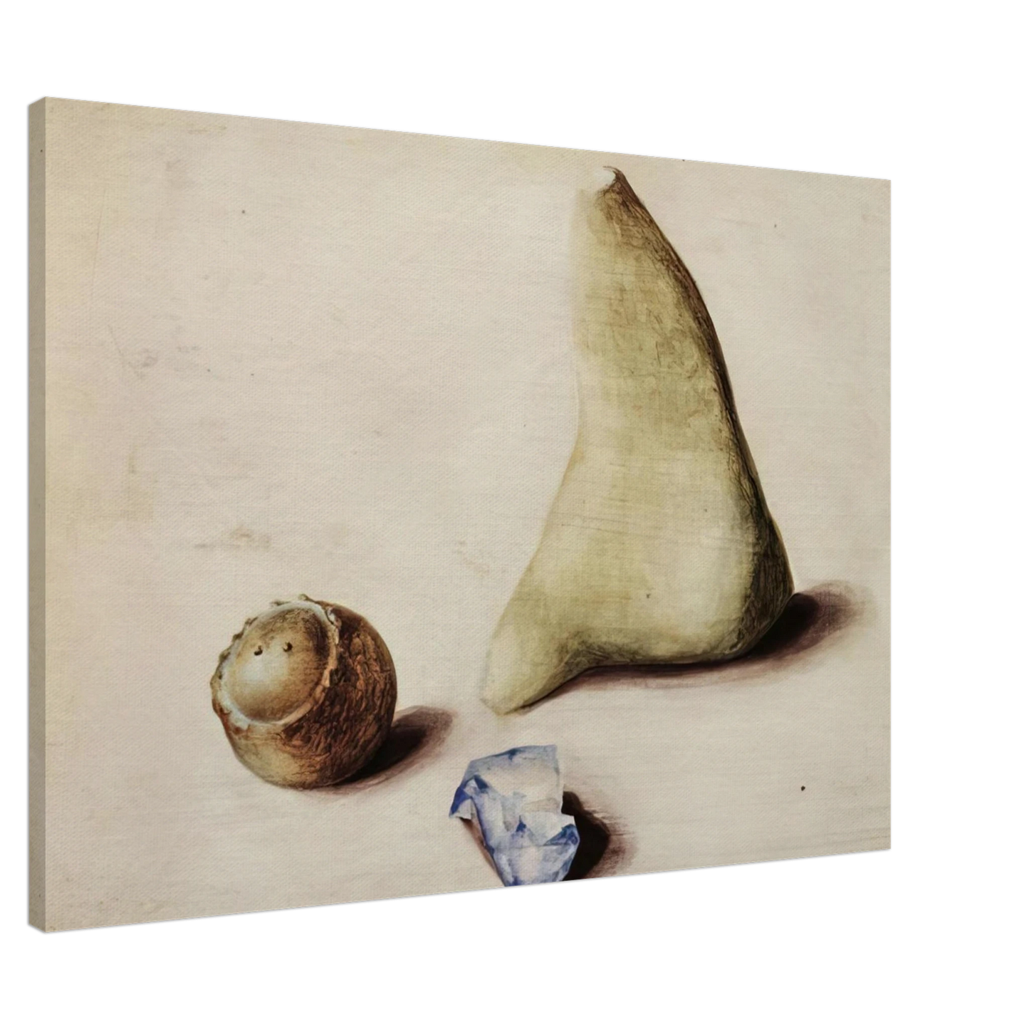 Julius Bissier - Pietra calcarea dalle Alpi Sveve Burgfelden, un pezzo di vetro grezzo dallâ€™Adriatico Rimini, galle da Gubbio. Natale 38 - 1938 Canvas - 20x30 cm / 8x12 inches-canvas