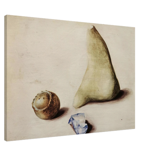 Julius Bissier - Pietra calcarea dalle Alpi Sveve Burgfelden, un pezzo di vetro grezzo dallâ€™Adriatico Rimini, galle da Gubbio. Natale 38 - 1938 Canvas - 20x30 cm / 8x12 inches-canvas