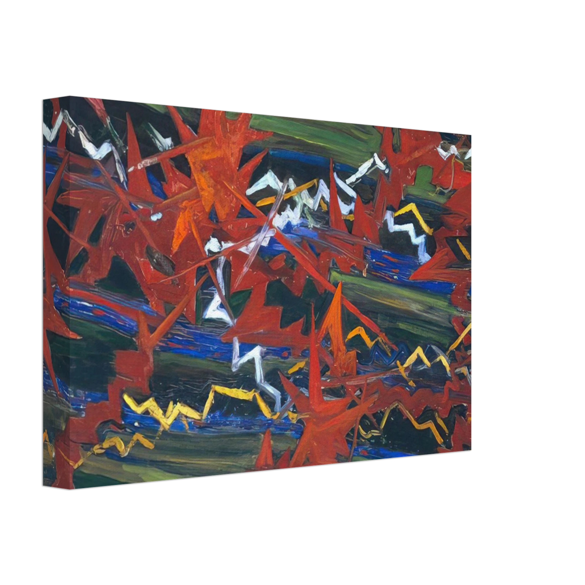 Gerardo Dottori - Explosion of Red on Green Canvas - 40x60 cm / 16x24 inches-canvas