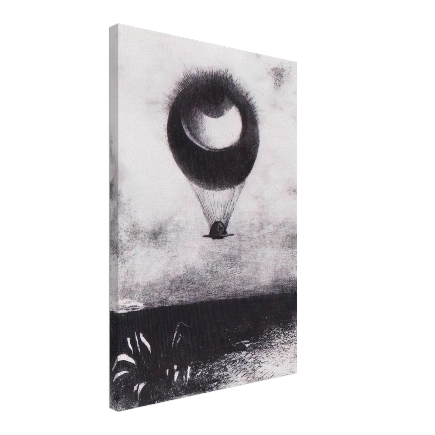 Odilon Redon - THE EYE LIKE A STRANGE BALLOON GOES TO INFINITY 1882 Canvas - 40x60 cm / 16x24 inches-canvas