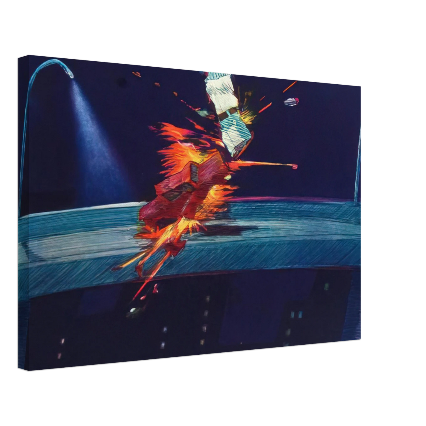 Carlos Almaraz - Purple Crash - Neo-Expressionism Canvas - 70x100 cm / 28x40 inches-canvas