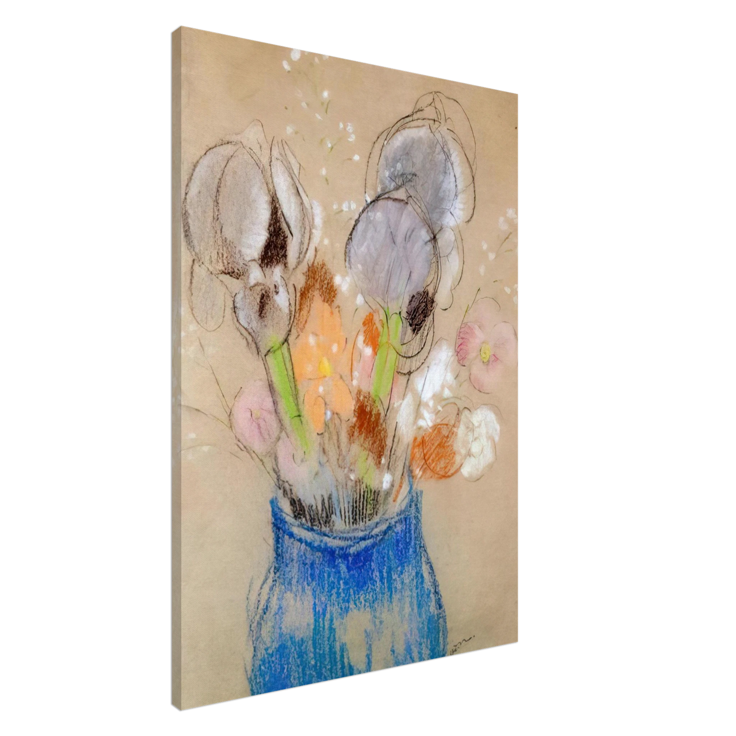 Odilon Redon - BOUQUET OF FLOWERS 4 Canvas - 20x30 cm / 8x12 inches-canvas