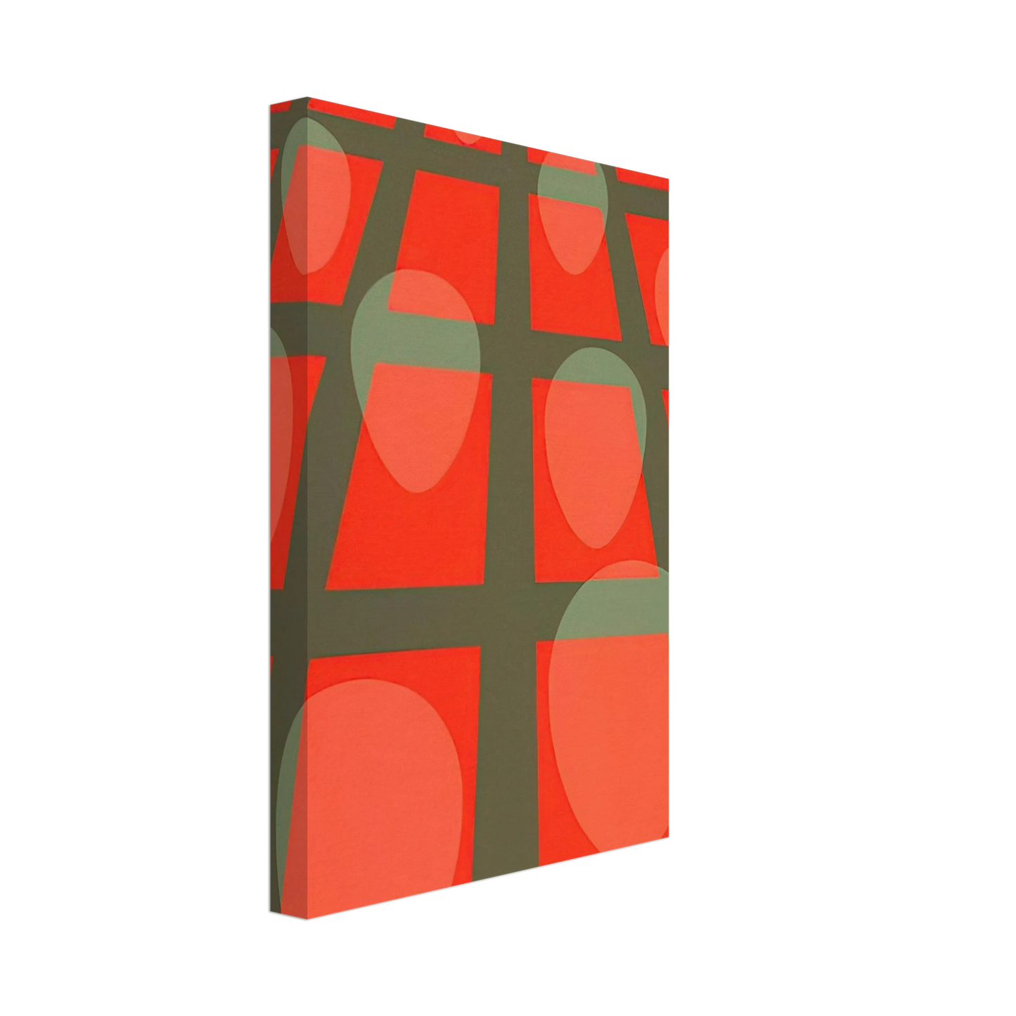 Clarence Holbrook Carter - Untitled - Faces in a Grid Red - 1971 Canvas - 40x60 cm / 16x24 inches-canvas