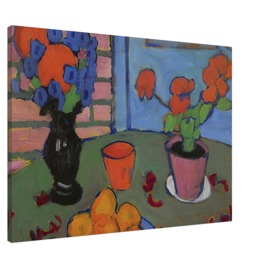 Alexej von Jawlensky - STILL LIFE WITH FLOWERS AND ORANGES 1909 Canvas - 20x30 cm / 8x12 inches-canvas