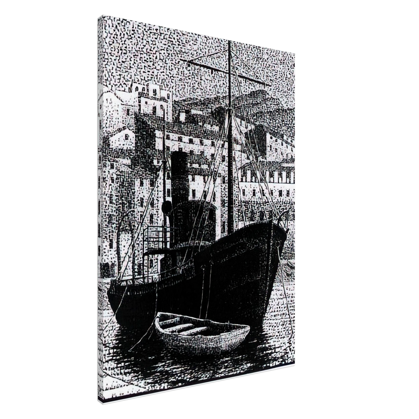 MC Escher - TUGBOAT OLD HARBOR OF BASTIA JANUARY 1934 1934 Canvas - 20x30 cm / 8x12 inches-canvas