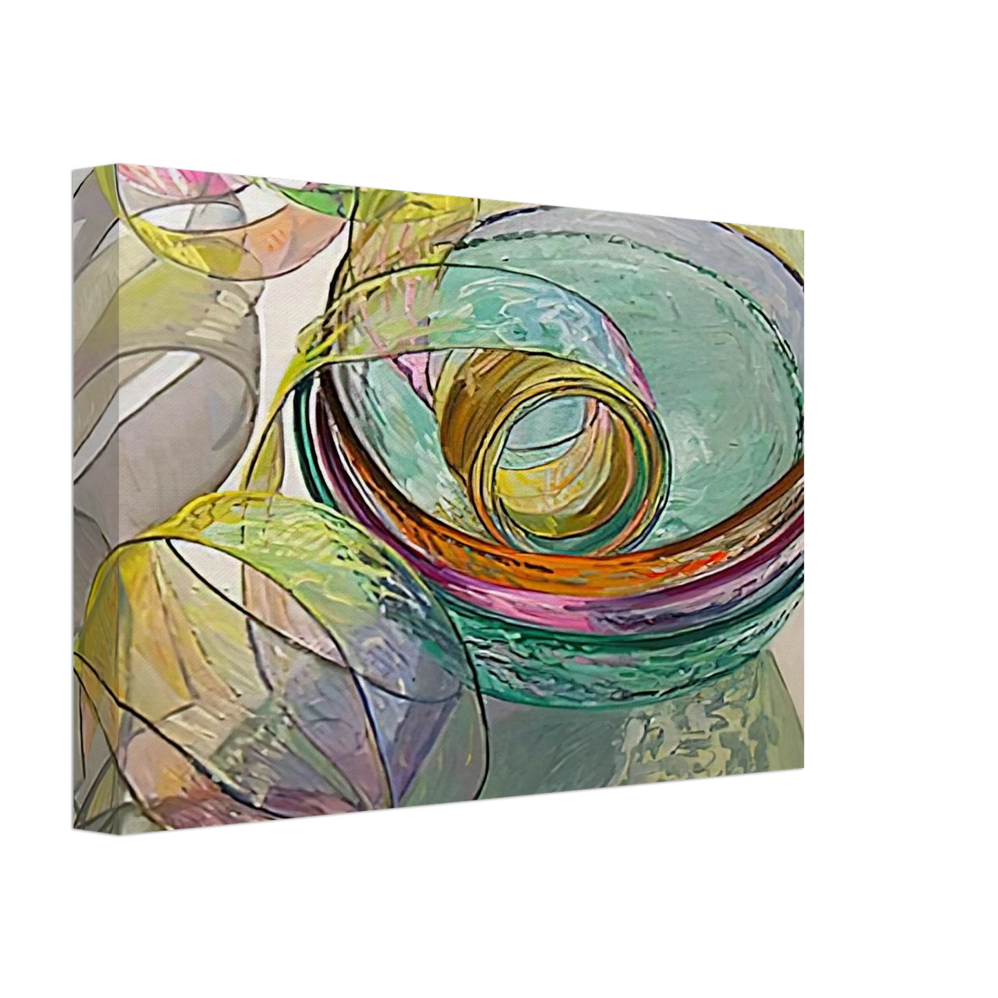 Janet Fish - ORANGE PINK GREEN 2003 Canvas - 40x60 cm / 16x24 inches-canvas