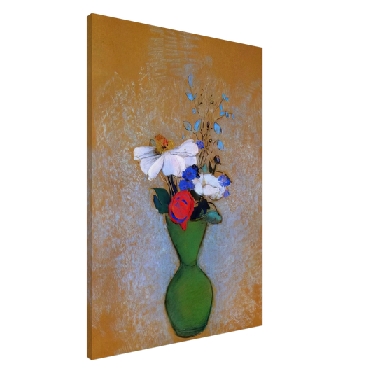 Odilon Redon - ROSE PEONY AND CORNFLOWERS IN A GREEN VASE Canvas - 20x30 cm / 8x12 inches-canvas