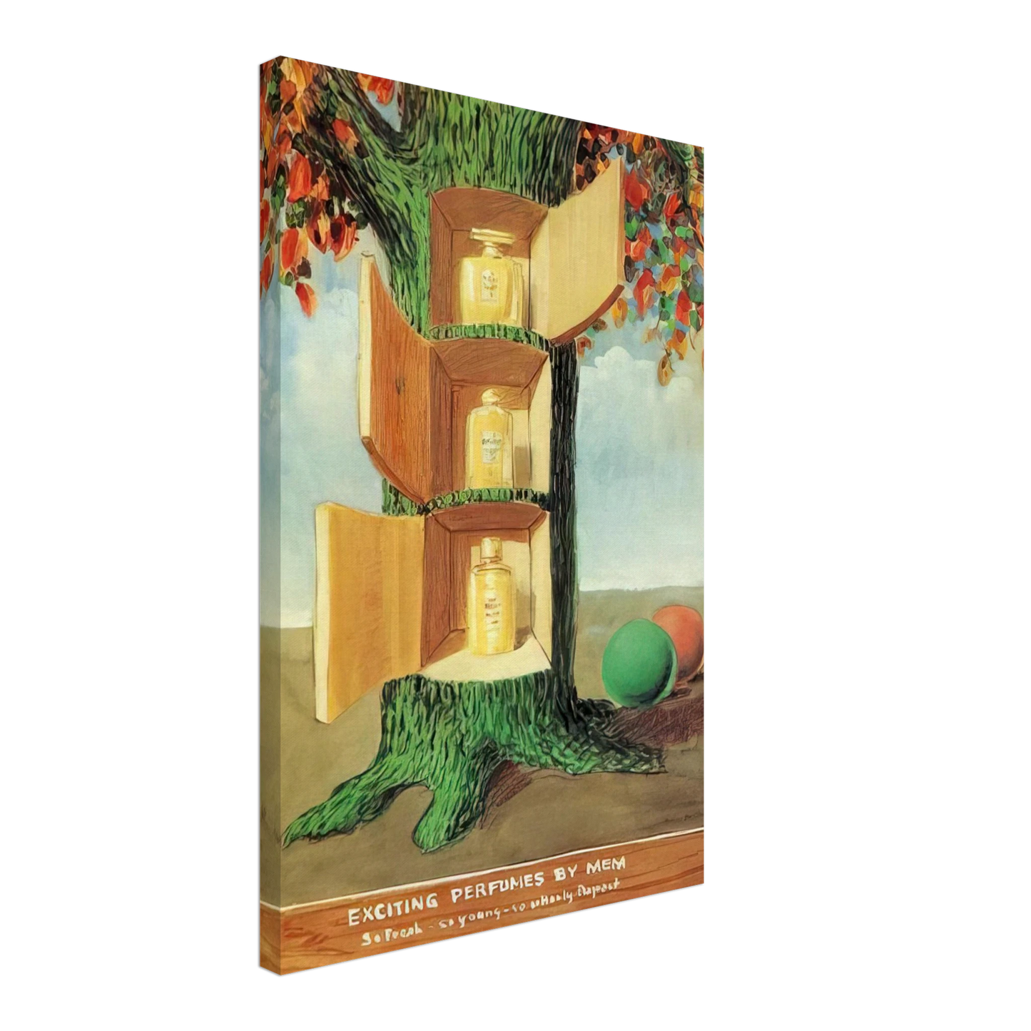 Rene Magritte - POSTER EXCITING PERFUMES BY MEM 1946 Canvas - 40x60 cm / 16x24 inches-canvas