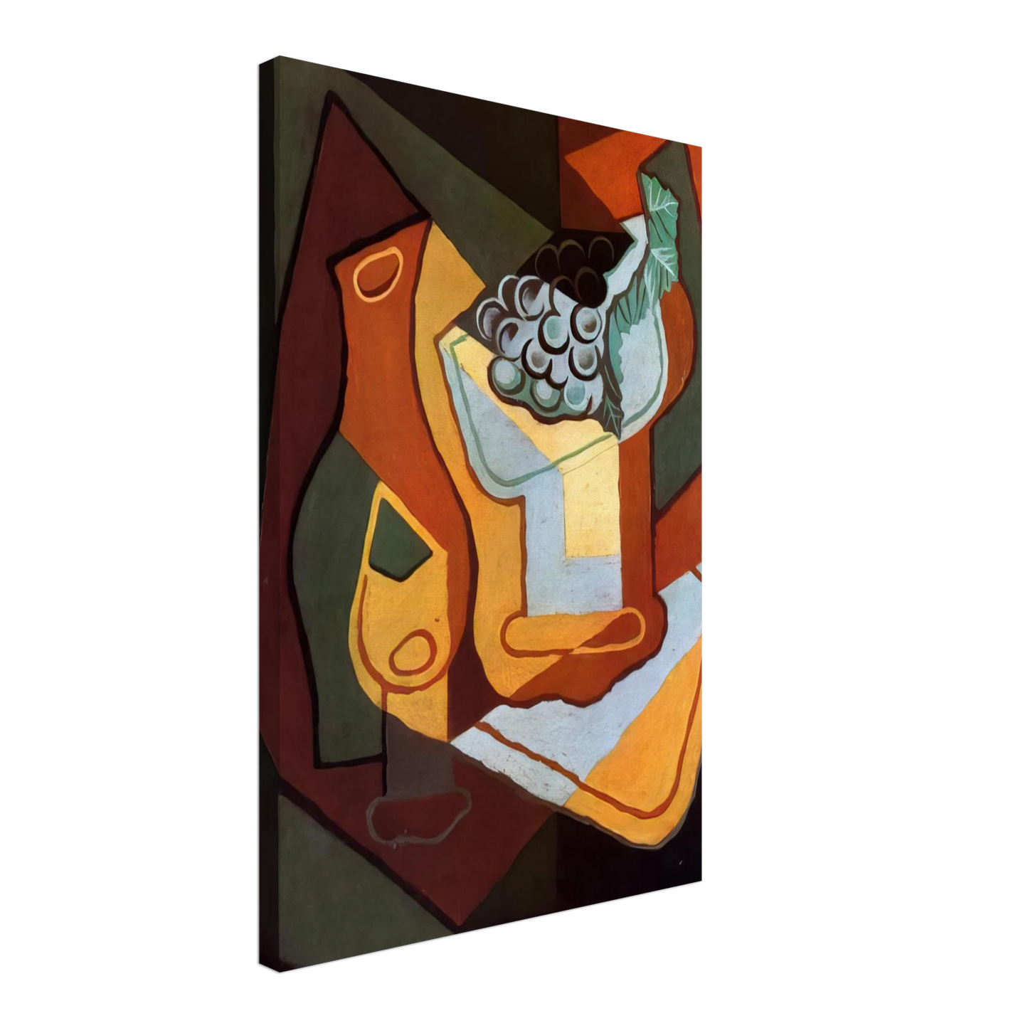 Juan Gris - BOTTLE WINE GLASS AND FRUIT BOWL Canvas - 70x100 cm / 28x40 inches-canvas