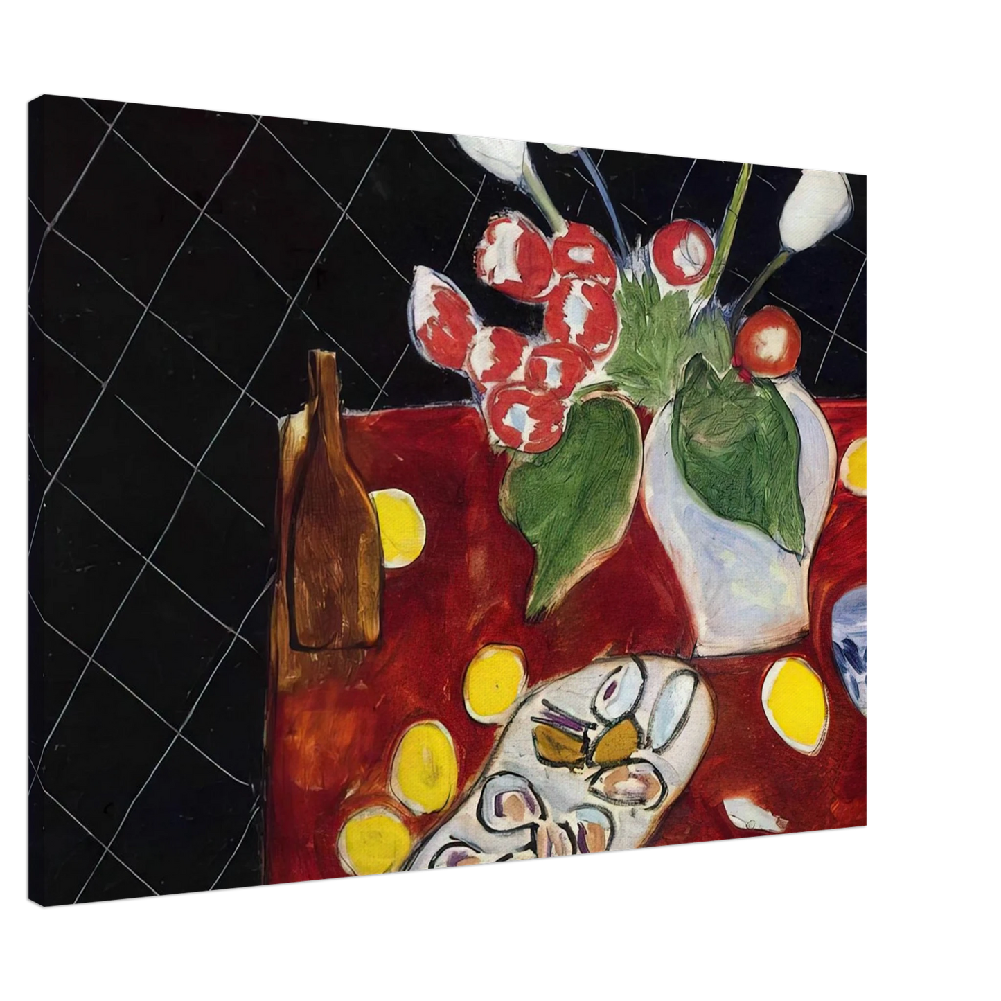 Henri Matisse - TULIPS AND OYSTERS ON A BLACK BACKGROUND 1943 Canvas - 20x30 cm / 8x12 inches-canvas