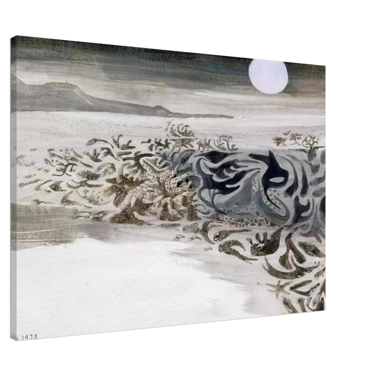 Mary Fedden - Coastal landscape - 1973 Canvas - 20x30 cm / 8x12 inches-canvas