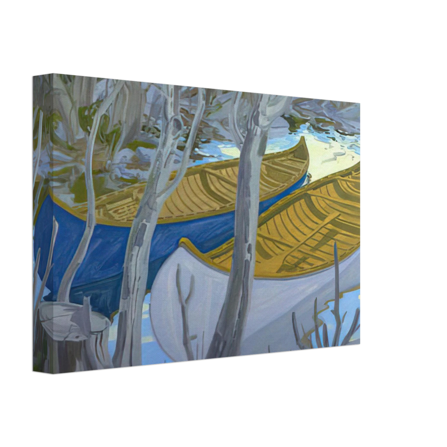 Neil Welliver - Two Canoes - Contemporary Realism Canvas - 40x60 cm / 16x24 inches-canvas