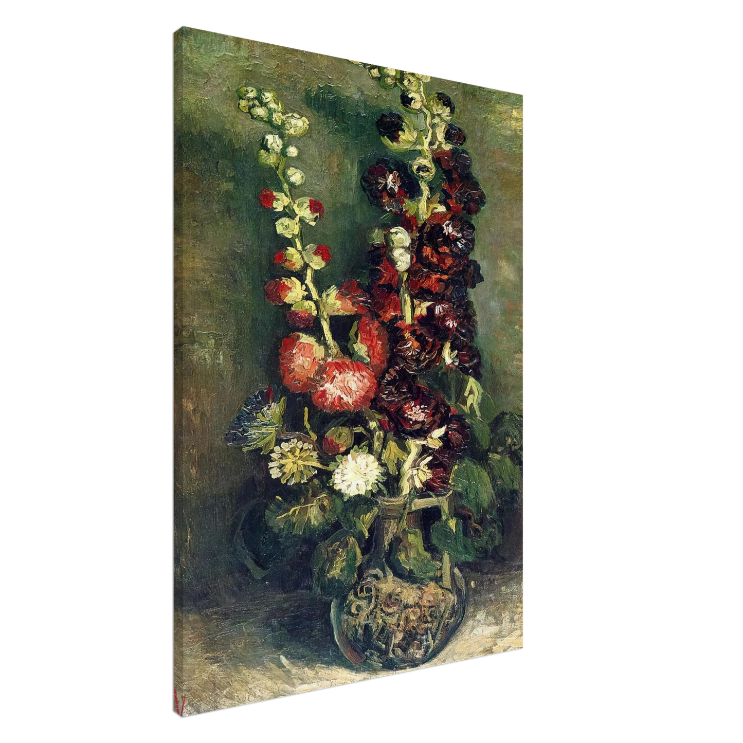 Vincent van Gogh - Vase of Hollyhocks Canvas - 20x30 cm / 8x12 inches-canvas