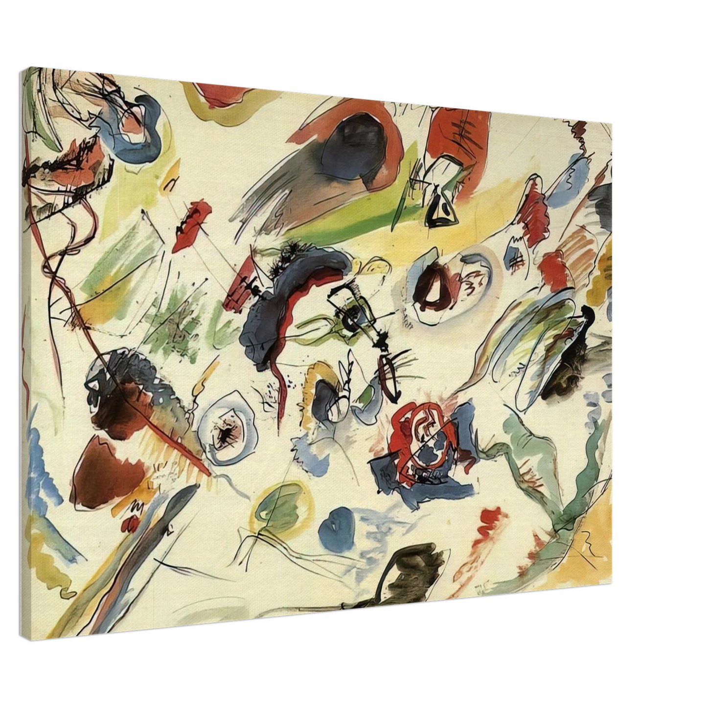 Wassily Kandinsky - UNTITLED FIRST ABSTRACT WATERCOLOR 1910 Canvas - 20x30 cm / 8x12 inches-canvas