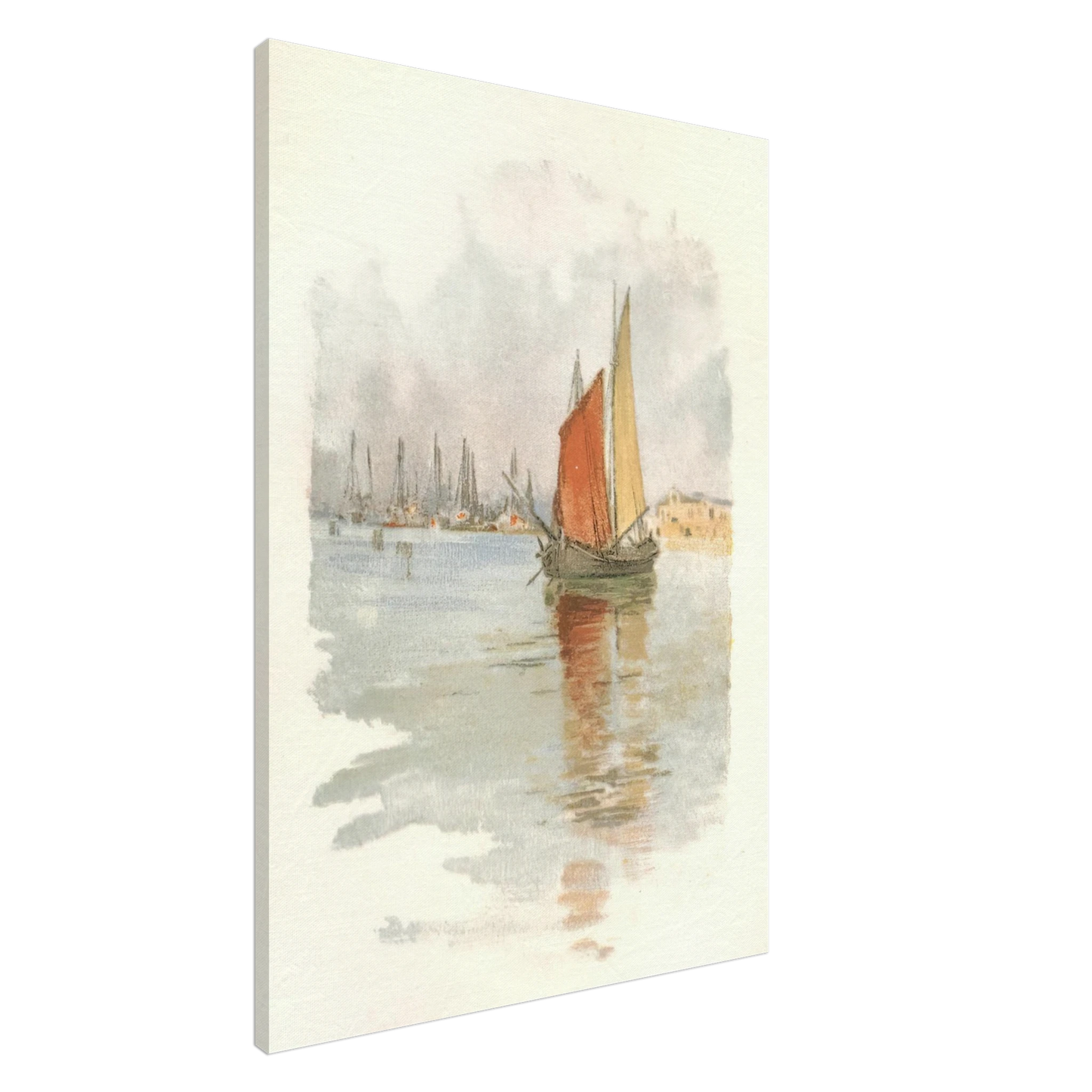 Childe Hassam - Woodboats and Dogana Canvas - 20x30 cm / 8x12 inches-canvas