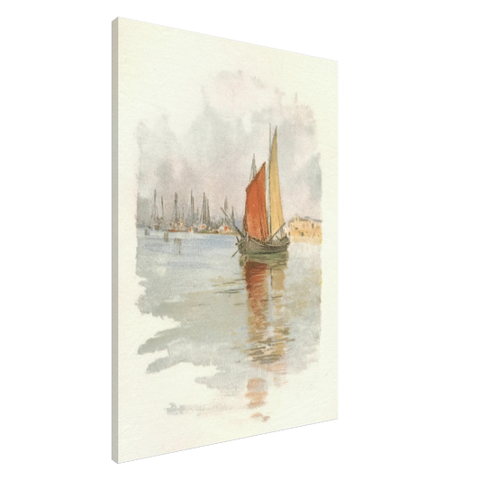 Childe Hassam - Woodboats and Dogana Canvas - 20x30 cm / 8x12 inches-canvas