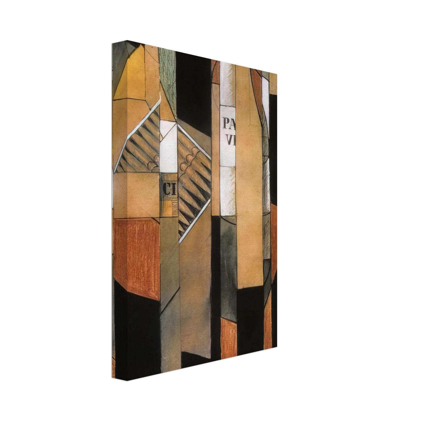 Juan Gris - STILL LIFE WITH BOTTLE AND CIGARS 1912 Canvas - 40x60 cm / 16x24 inches-canvas