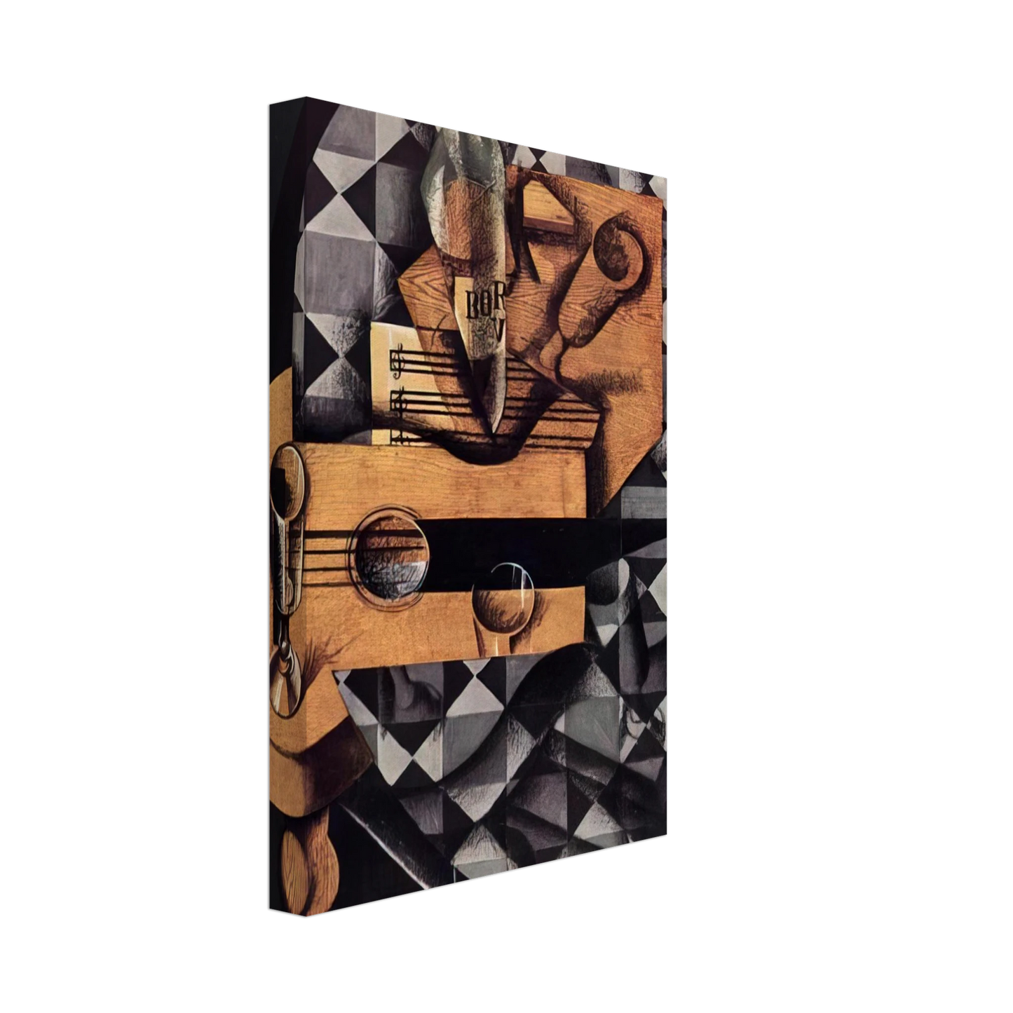 Juan Gris - GUITAR BOTTLE AND GLASS 1914 Canvas - 70x100 cm / 28x40 inches-canvas