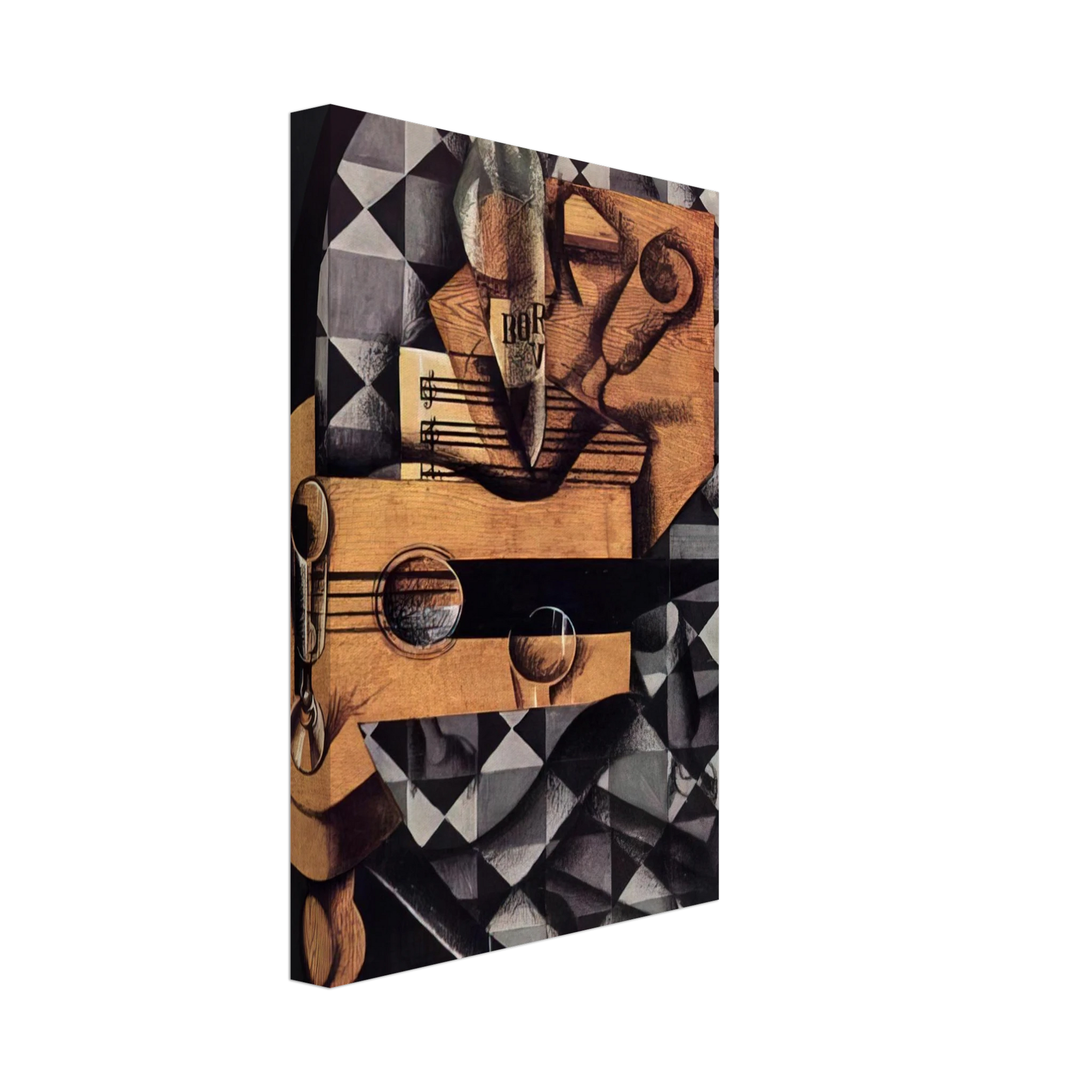 Juan Gris - GUITAR BOTTLE AND GLASS 1914 Canvas - 70x100 cm / 28x40 inches-canvas