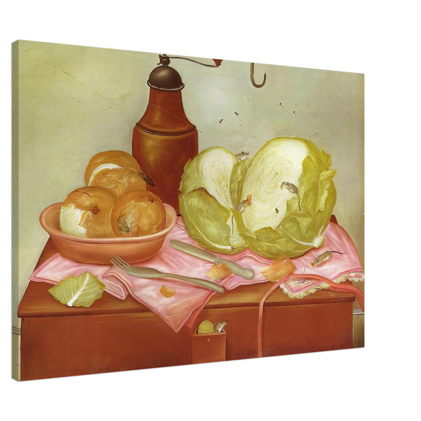 Fernando Botero - KITCHEN TABLE 1 Canvas - 20x30 cm / 8x12 inches-canvas