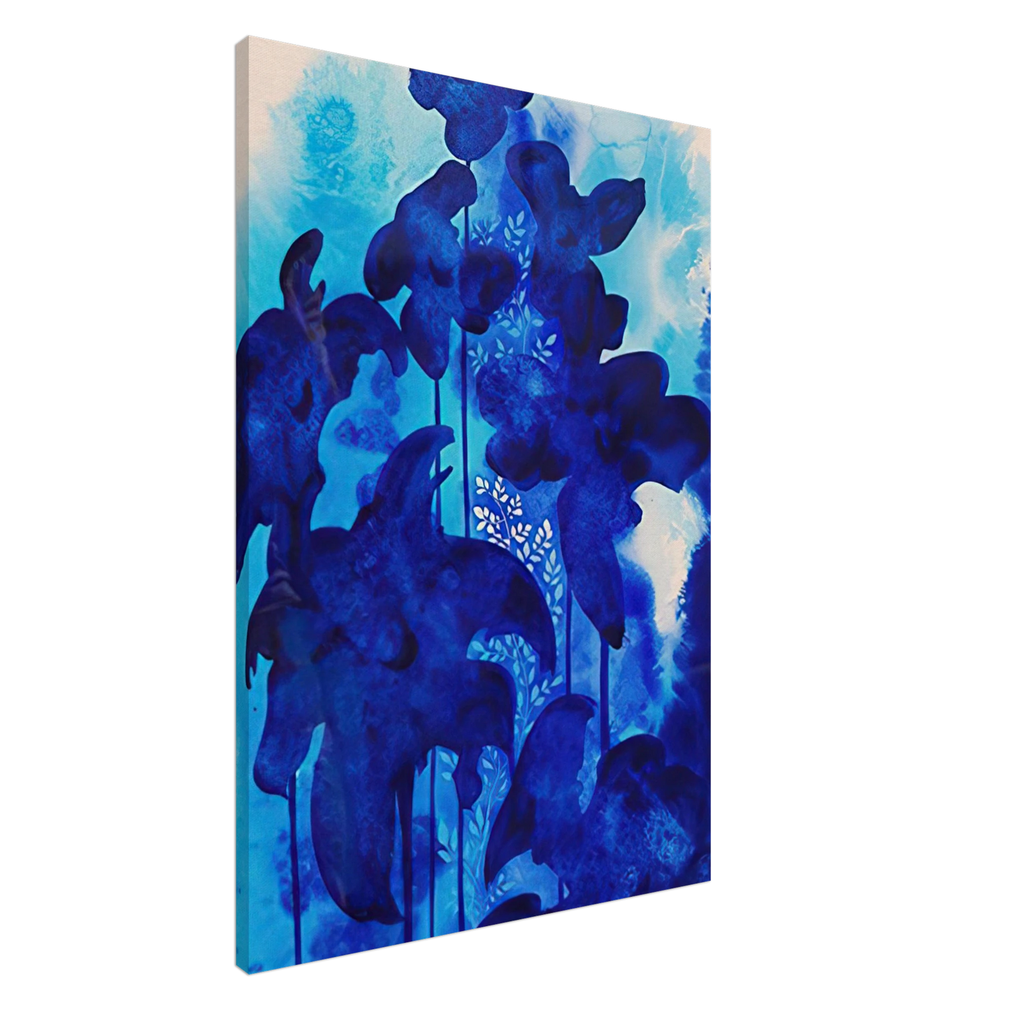 Eyvind Earle - Blue Floral Canvas - 20x30 cm / 8x12 inches-canvas