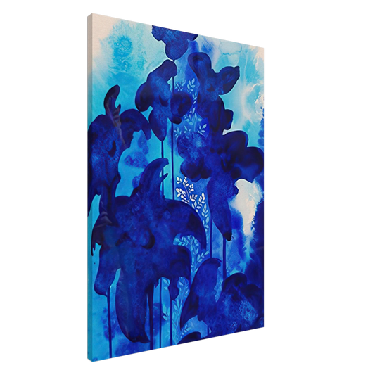 Eyvind Earle - Blue Floral Canvas - 20x30 cm / 8x12 inches-canvas