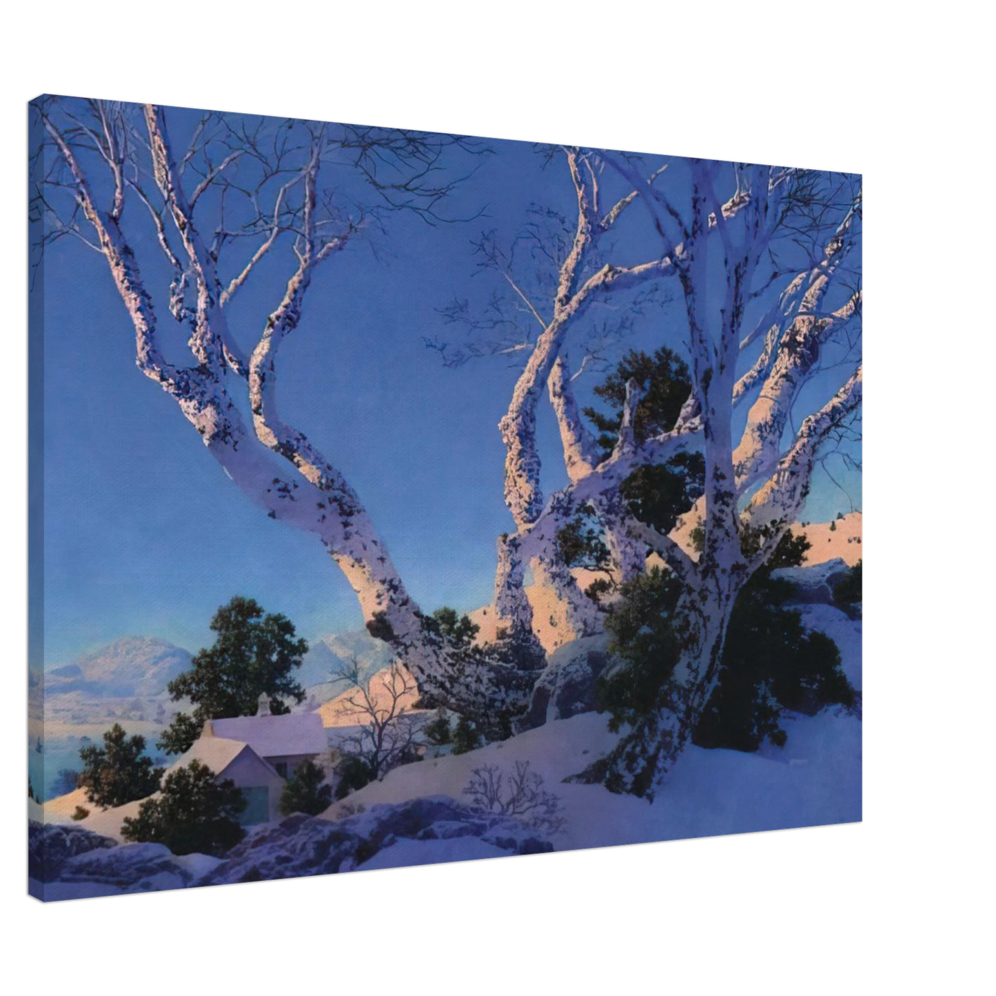 Maxfield Parrish - Birches in Winter Canvas - 20x30 cm / 8x12 inches-canvas