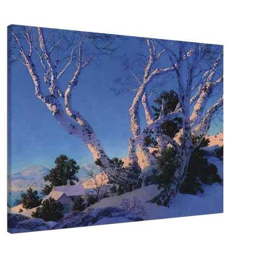 Maxfield Parrish - Birches in Winter Canvas - 20x30 cm / 8x12 inches-canvas