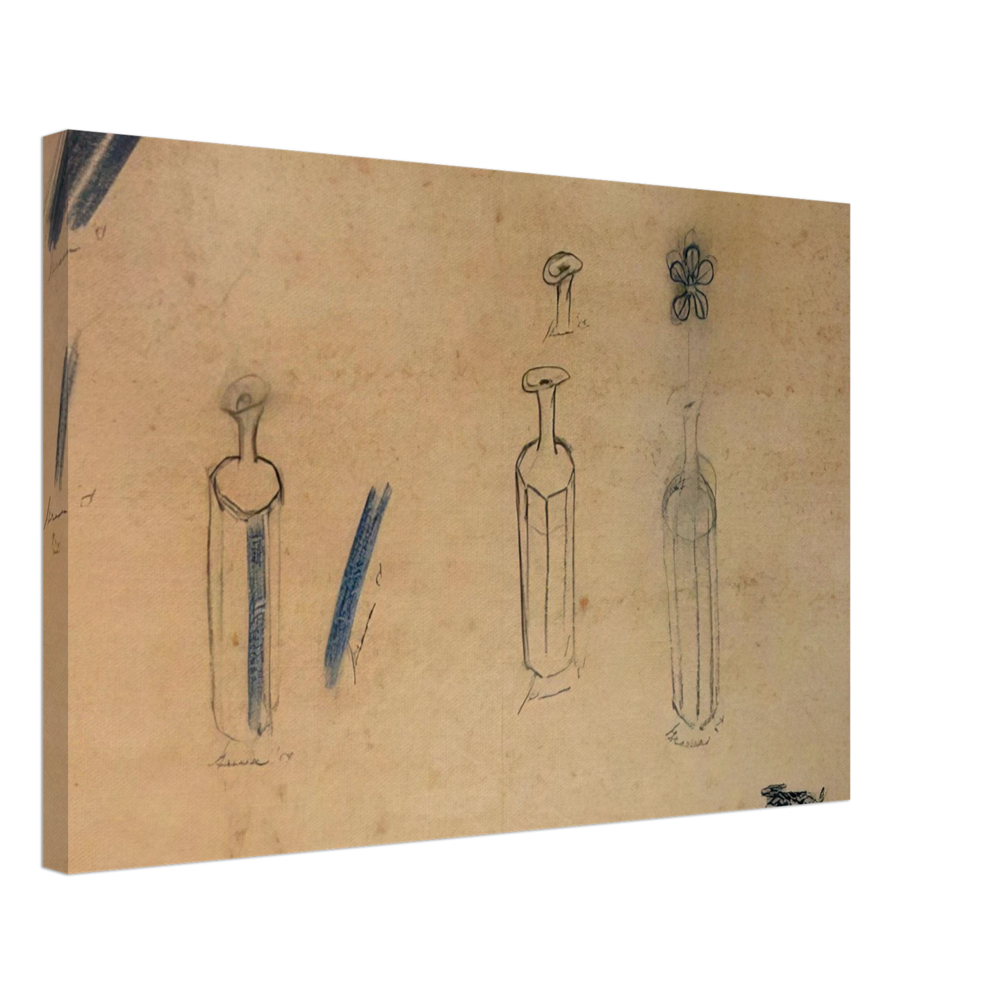 Morris Graves - Bottles and Flowers - 1956 Canvas - 40x60 cm / 16x24 inches-canvas