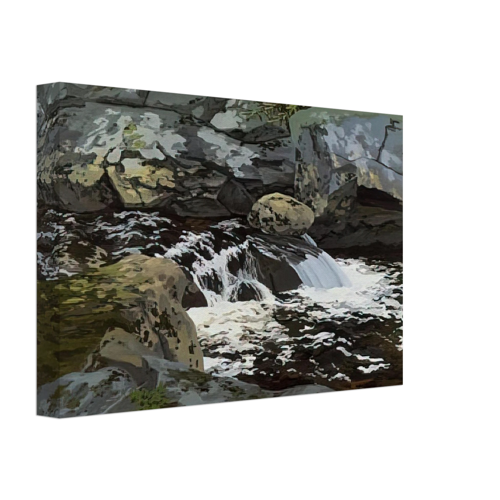 Neil Welliver - Cascade - 1974 Canvas - 40x60 cm / 16x24 inches-canvas