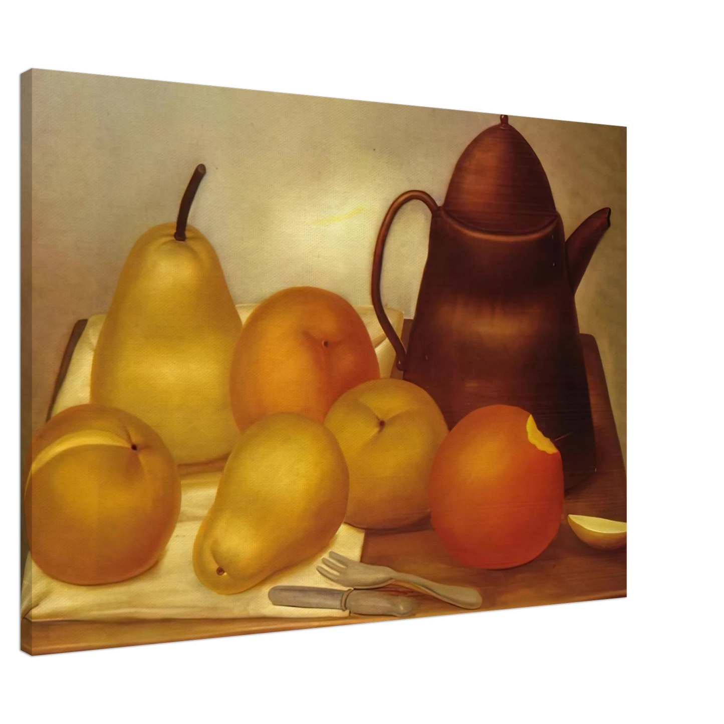 Fernando Botero - STILL LIFE WITH COFFEE POT Canvas - 20x30 cm / 8x12 inches-canvas