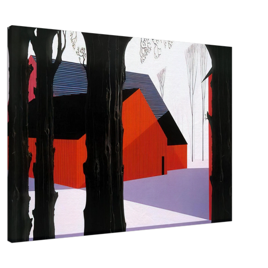 Eyvind Earle - Red Barn Canvas - 20x30 cm / 8x12 inches-canvas
