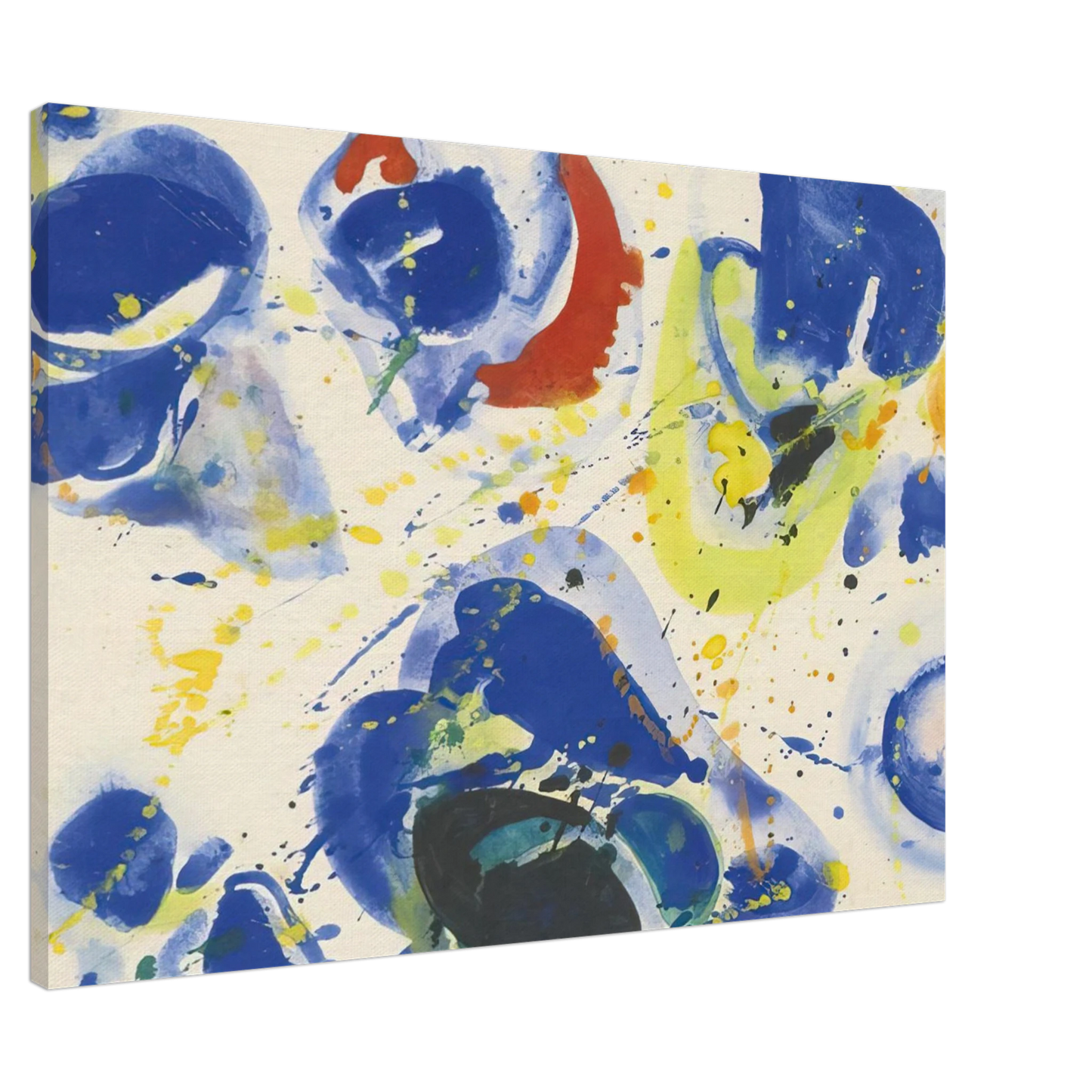 Sam Francis - Blue With Red, Yellow and Orange Canvas - 20x30 cm / 8x12 inches-canvas