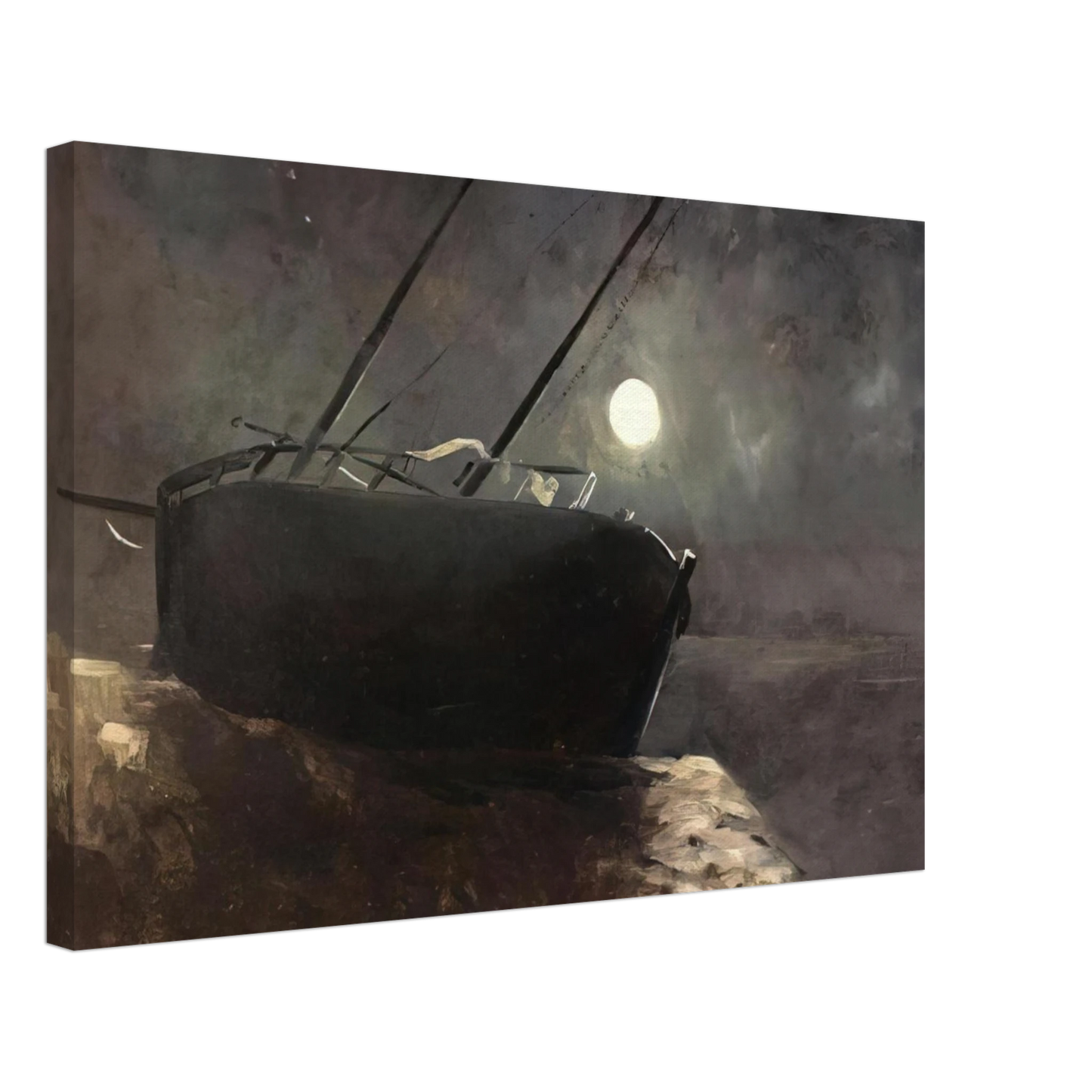 Odilon Redon - BOAT IN THE MOONLIGHT Canvas - 70x100 cm / 28x40 inches-canvas
