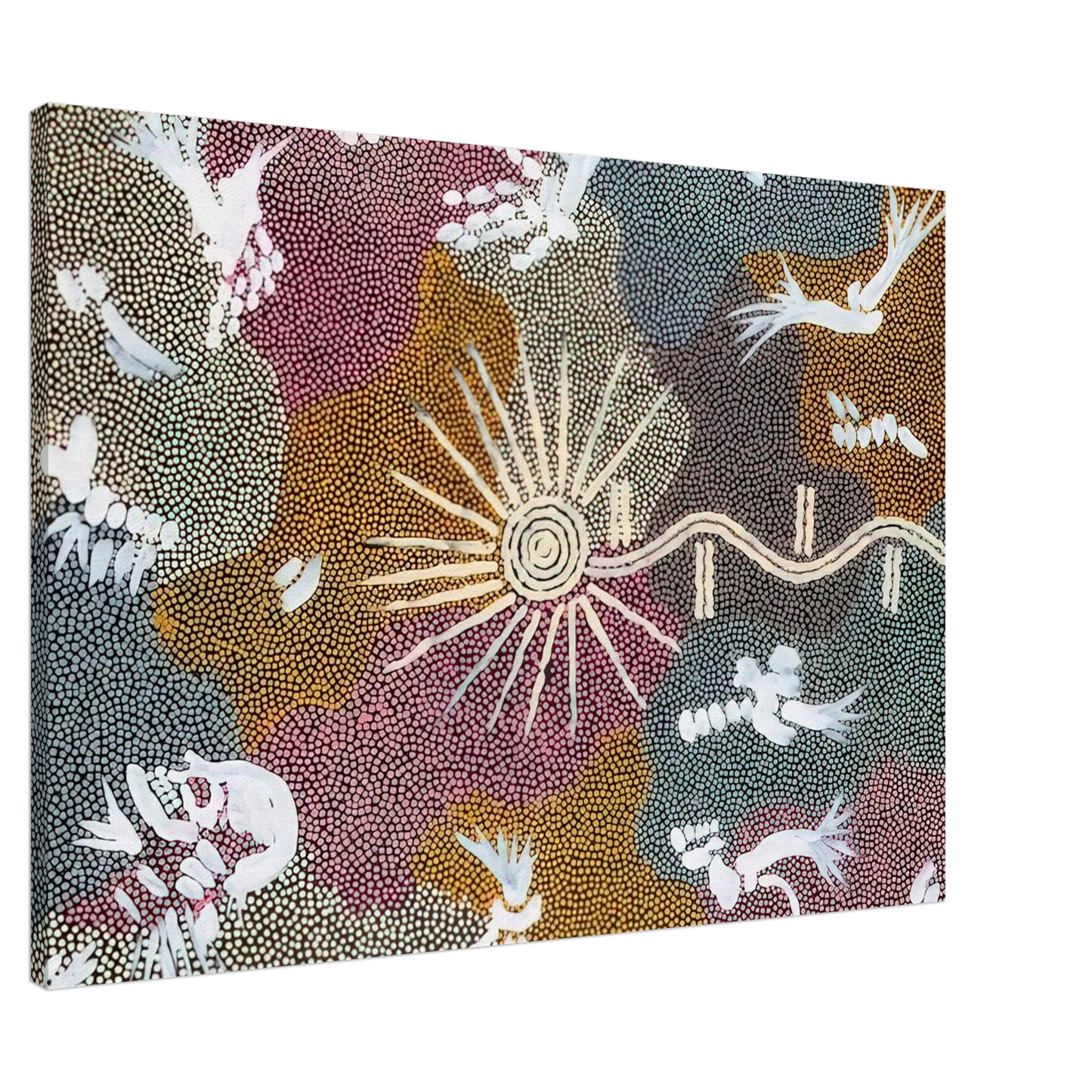 Clifford Possum Tjapaltjarri - Lightning Dreaming - 1999 Canvas - 20x30 cm / 8x12 inches-canvas