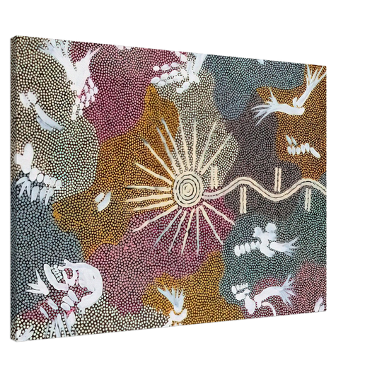 Clifford Possum Tjapaltjarri - Lightning Dreaming - 1999 Canvas - 20x30 cm / 8x12 inches-canvas