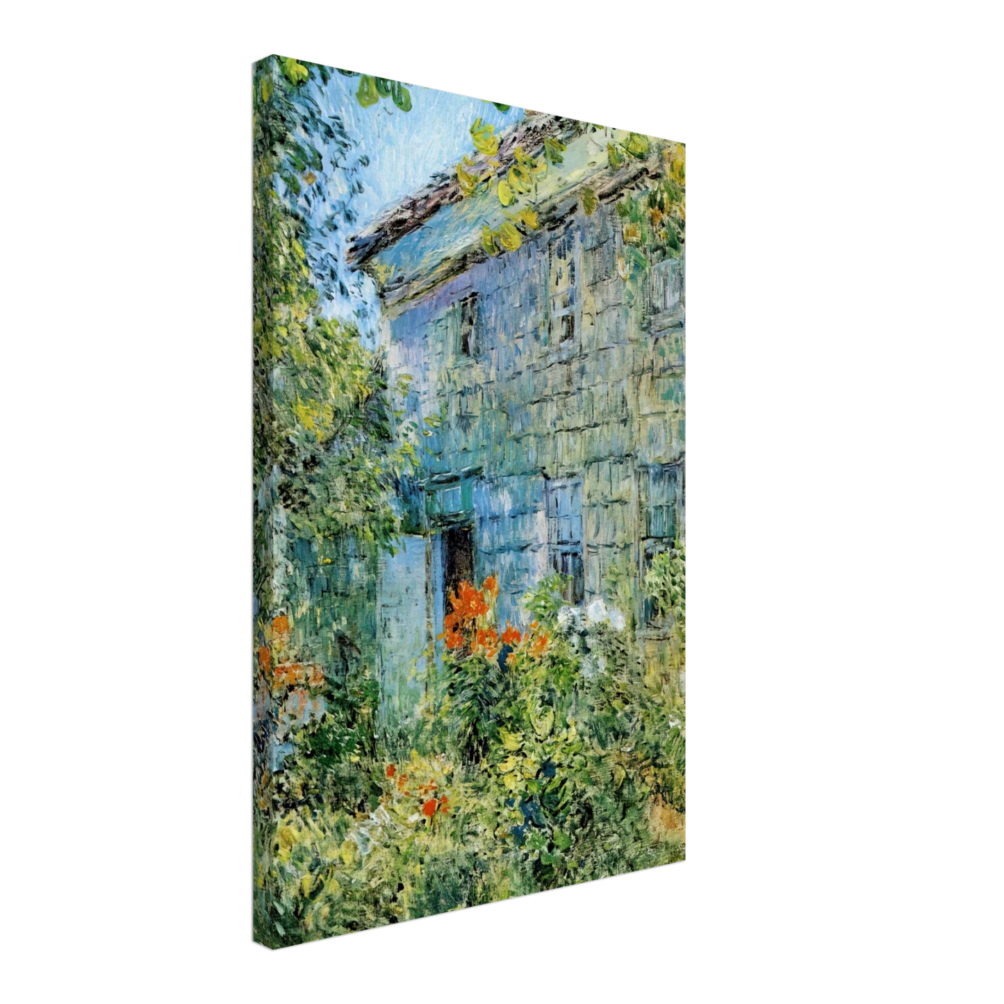 Childe Hassam - Old House and Garden, East Hampton Canvas - 70x100 cm / 28x40 inches-canvas