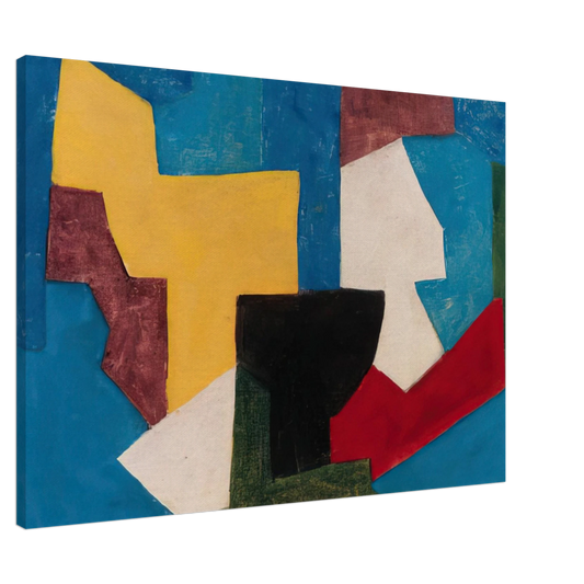 Serge Poliakoff - Composition multicolore a dominante bleue - 1969 Canvas - 20x30 cm / 8x12 inches-canvas