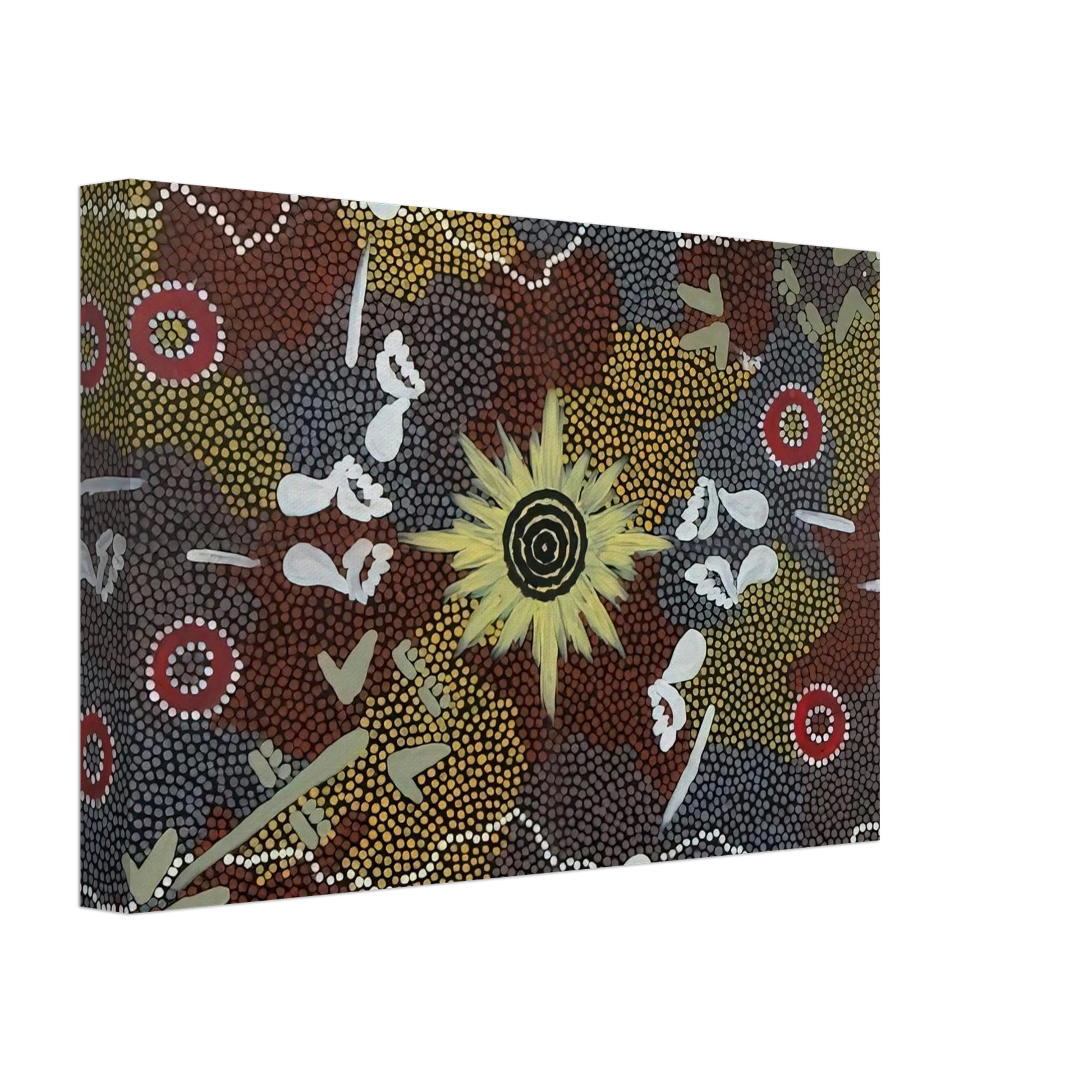 Clifford Possum Tjapaltjarri - Frog and Kangaroo Dreaming - Native Art Canvas - 70x100 cm / 28x40 inches-canvas